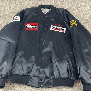 Vintage Tracker Boats Jacket Men’s XL Black Trilene Fishing 80s USA Angler R1